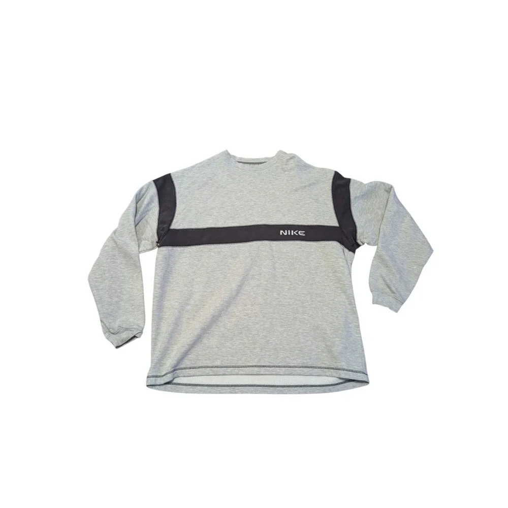 Vintage Nike Sweater Embroidered Logo Sweatshirt Size XXL Grey Jumper Crewneck